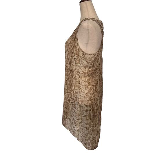 SOLITAIRE SWIM Sheer Cover-up Dress Sz Small Snake Animal Print Brown Hi-Low - Picture 4 of 11
